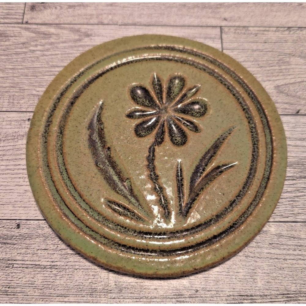 Pigeon Forge Pottery Blue Floral Butter Mold Coasters 3.75" Diameter